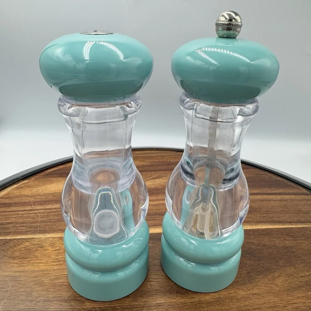 Olde Thompson Salt and Pepper Shaker Set Teal Blue Acrylic 6.5 inch Kitchen